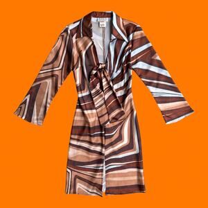 90's vintage groovy front tie bell sleeve dress Size 3 xoxo